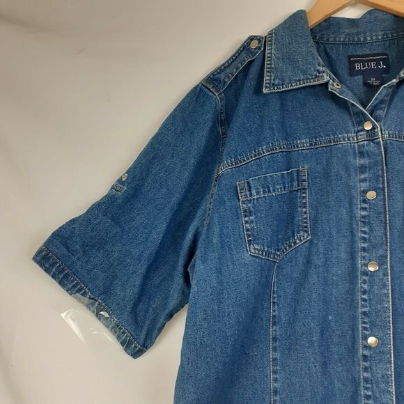 BLUE J. Vtg Button down Shirt Dress Roll Tab Sz 2X - Picture 7 of 10